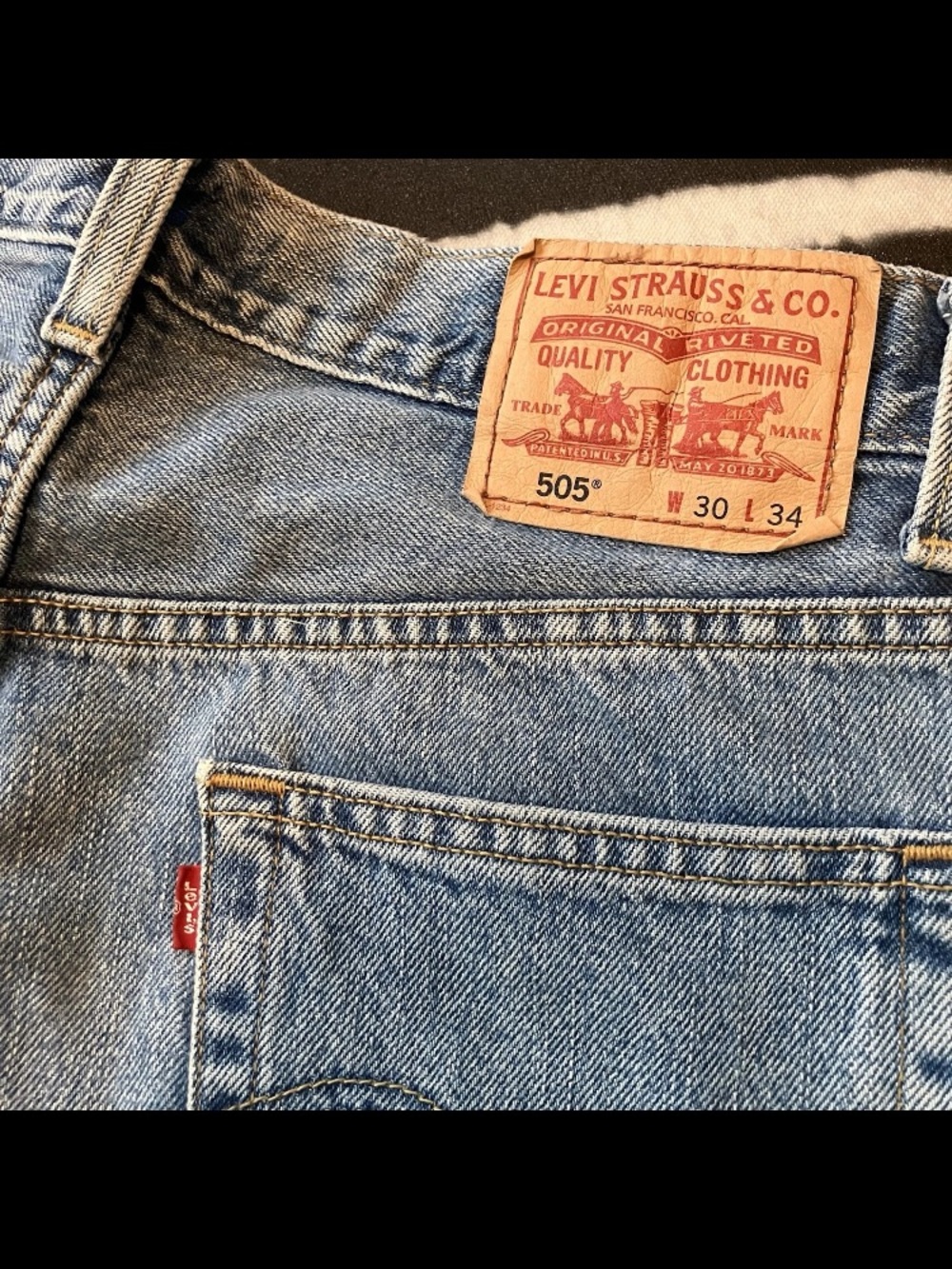 Vintage Levi's 505 Jeans Mens 30x34(33) Regular Fit Y2K Straight Leg Light Wash - Picture 3 of 8